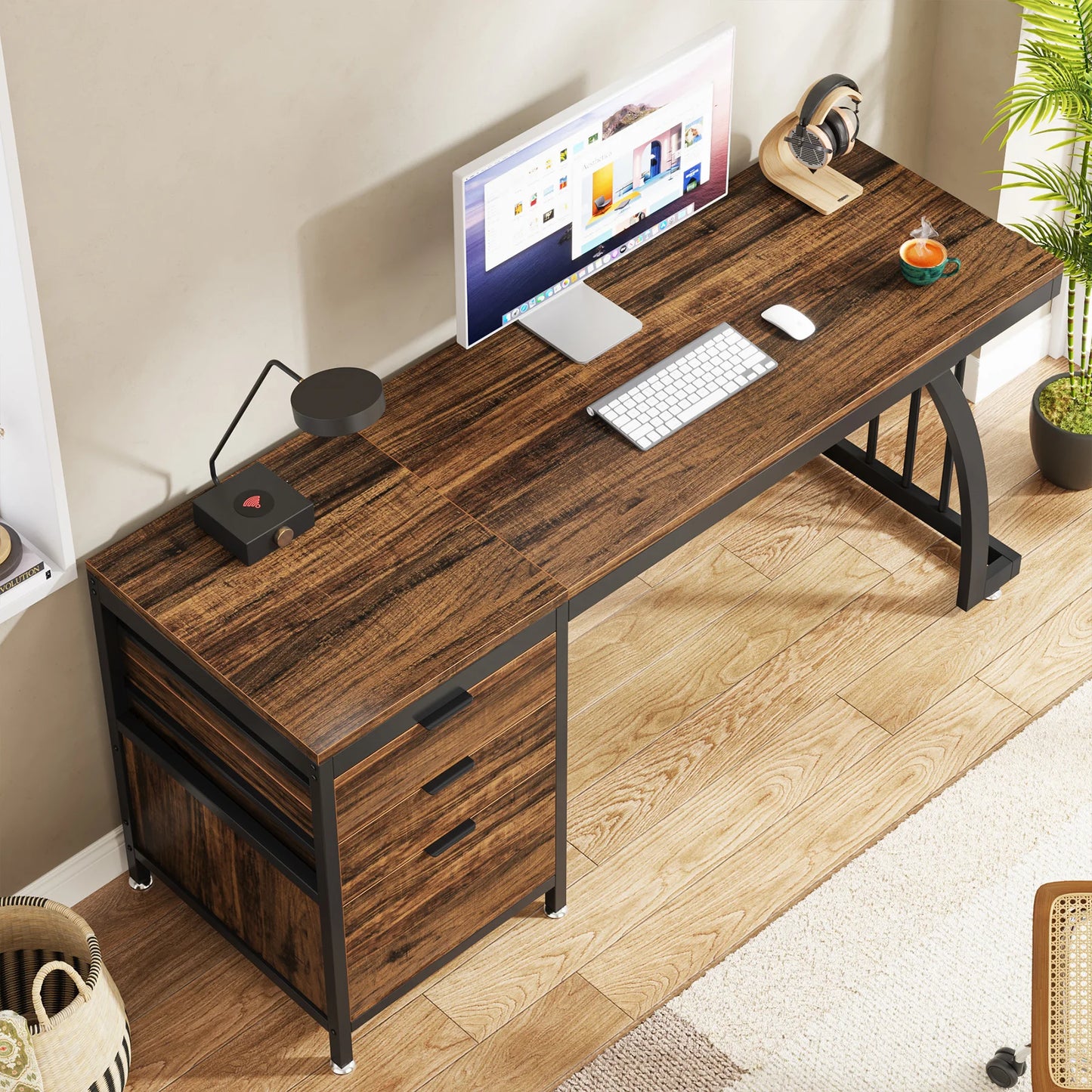 Tribesigns Computer Desk Reversible Drawers PC Table