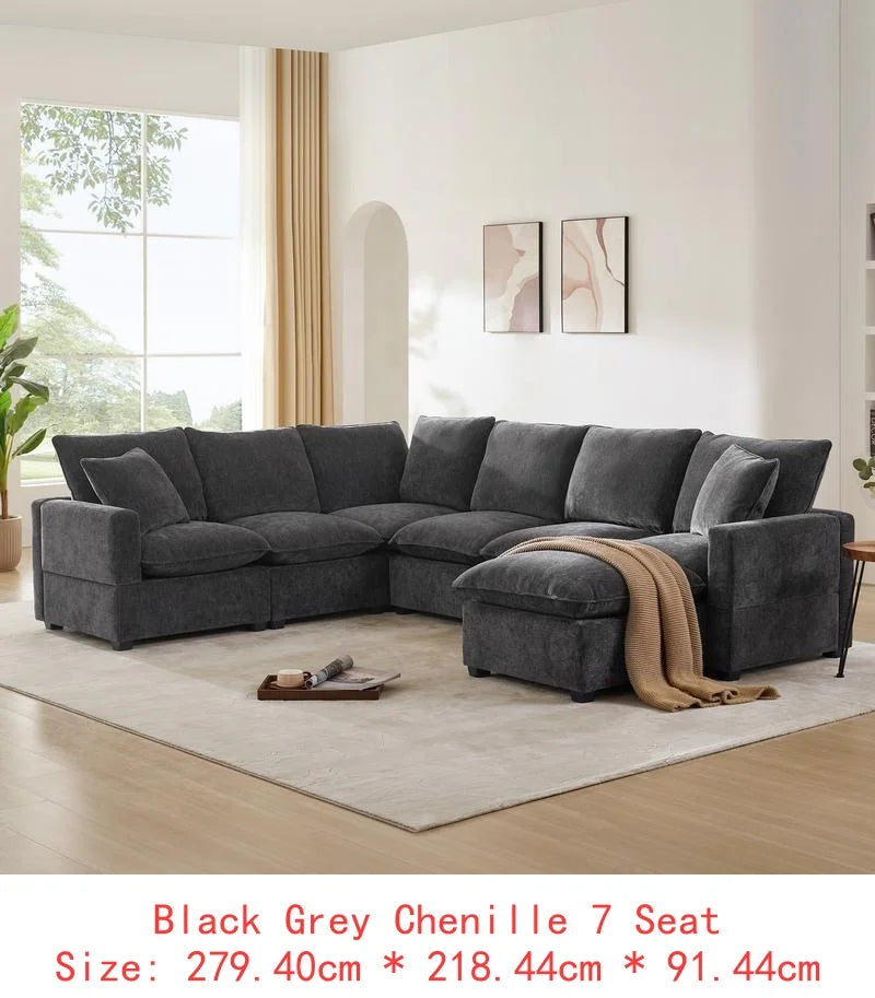 CN Sichuan Sofa UShape 7Seat Chenille Modular Sectional