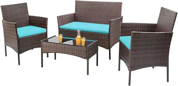 Outdoor Patio Furniture Set Rattan Wicker 4-Piece for Garden