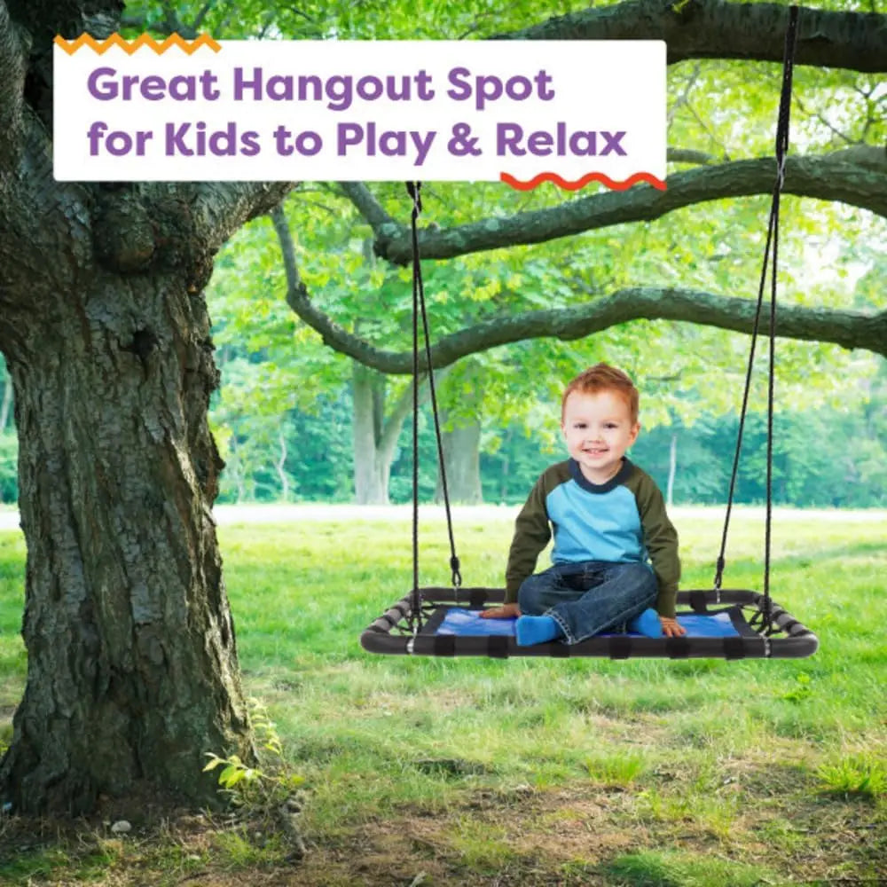 Kids Platform Swing Set With Adjustable Rope Outdoor