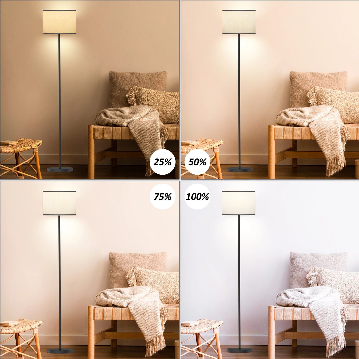 Floor Lamp With Remote Control Dimmable Bulb Included
