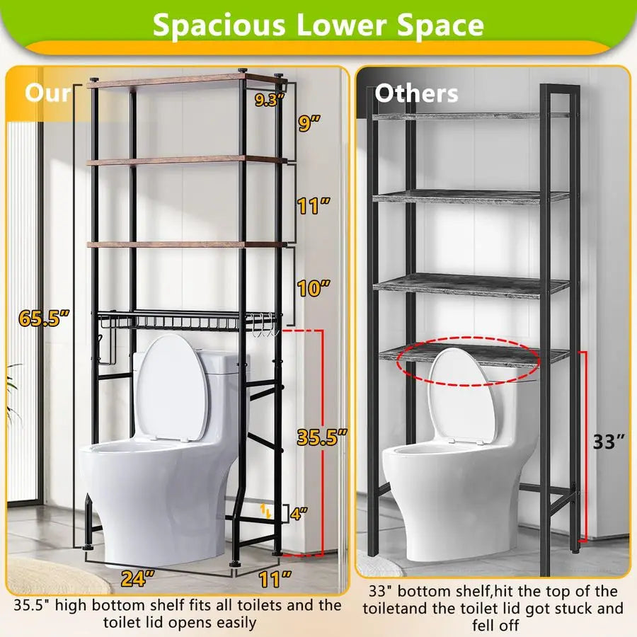 Over Toilet Storage Shelf 4 Tier Bathroom Organizer