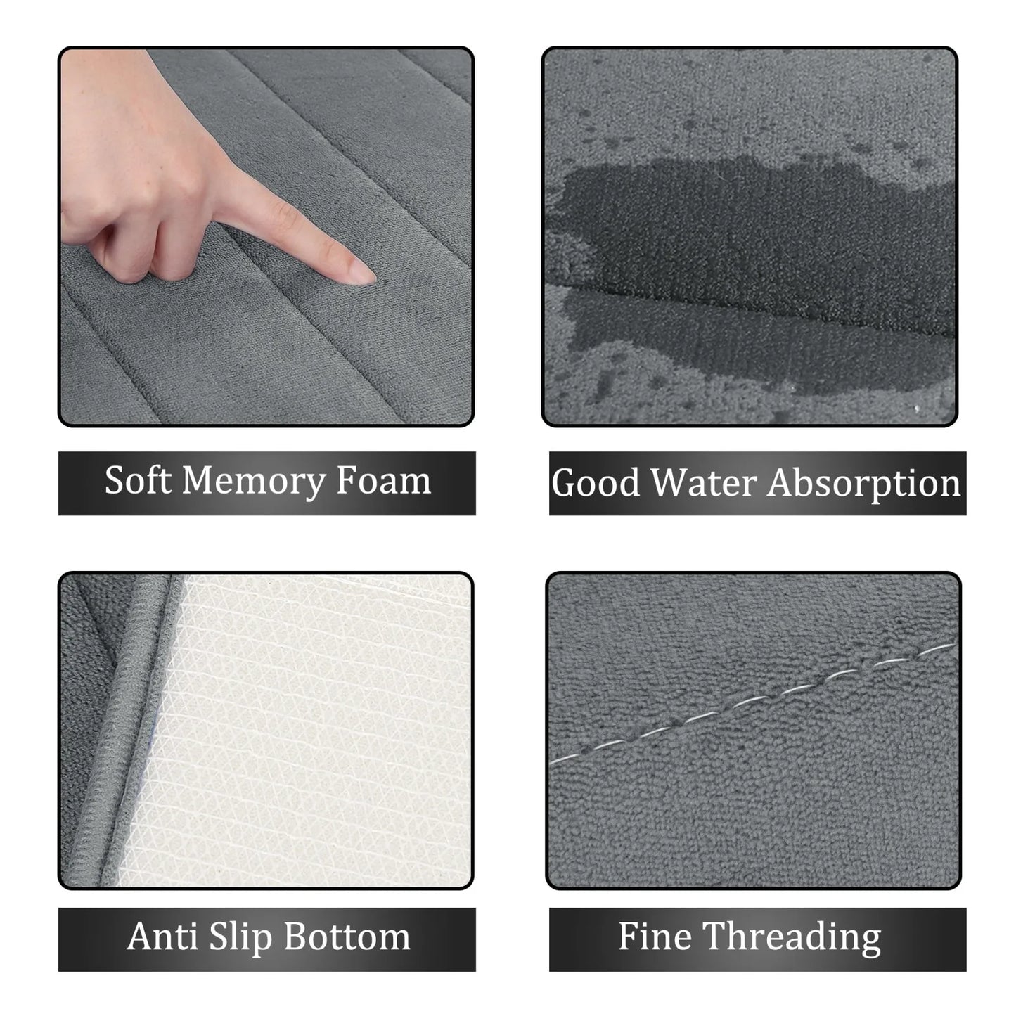 Bathroom Rug Memory Foam Striped Absorbent Eco-Friendly