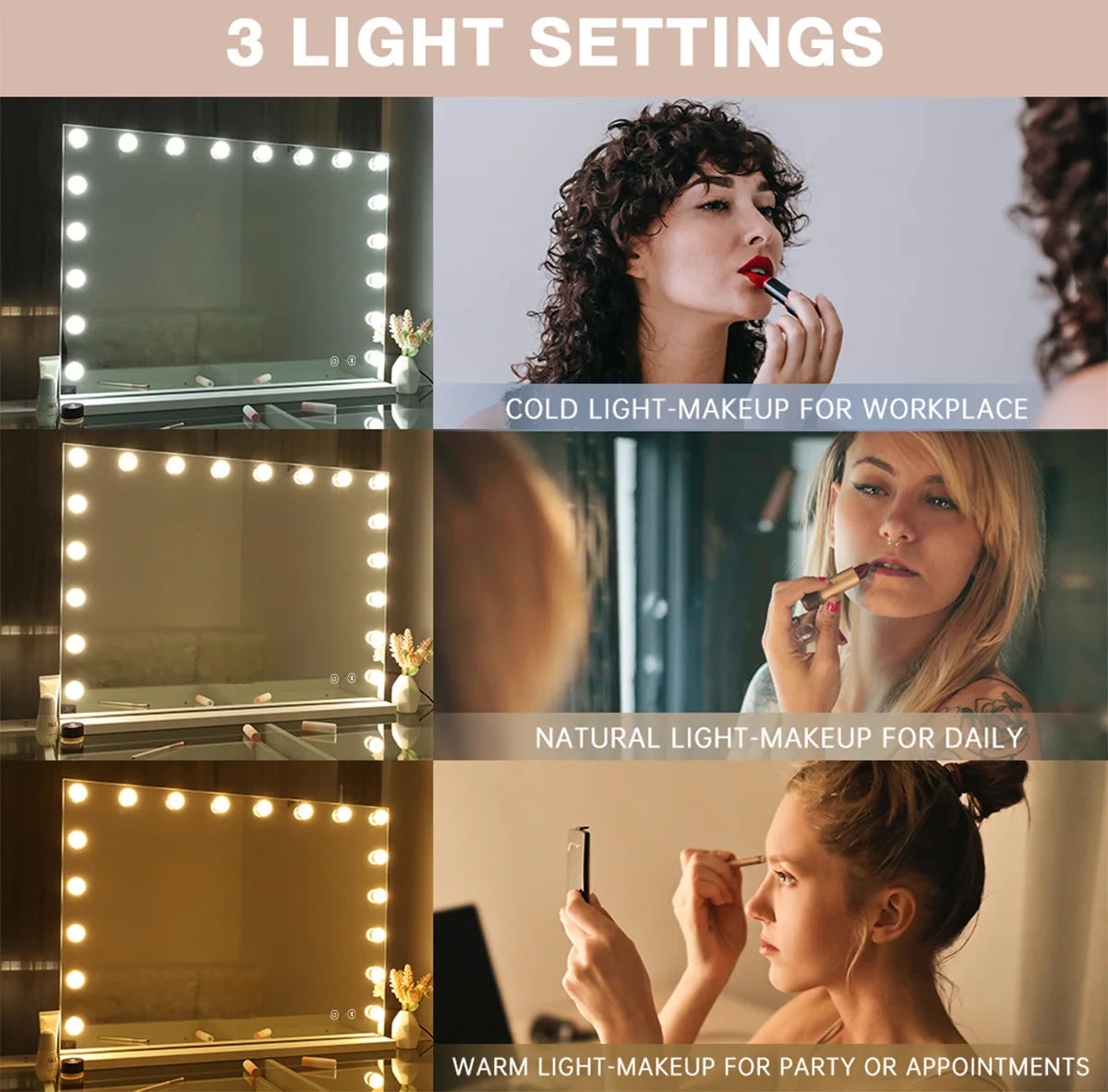 Vanity Mirror With Lights And Bluetooth Speakers, 10x Magnification