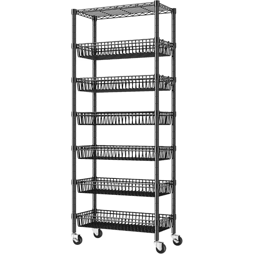 Shelving Unit Stainless Steel 7-Tier Wire With Wheels