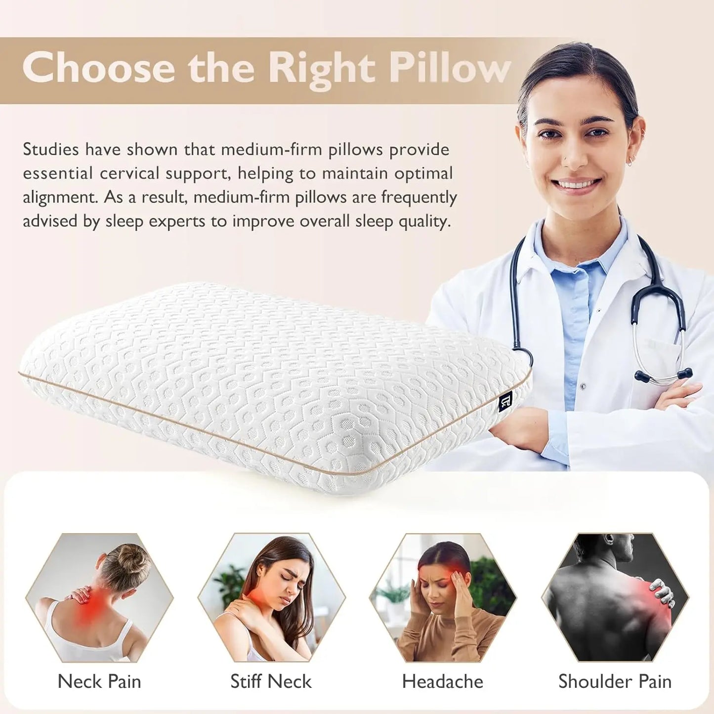 BedStory Gel Memory Foam Pillow With Breathable Cover