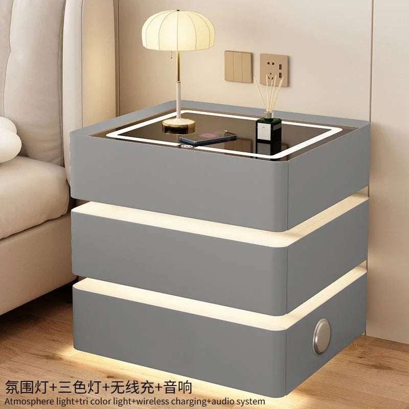 Bedside Table Wireless Charging Nightstand for Modern Bedroom