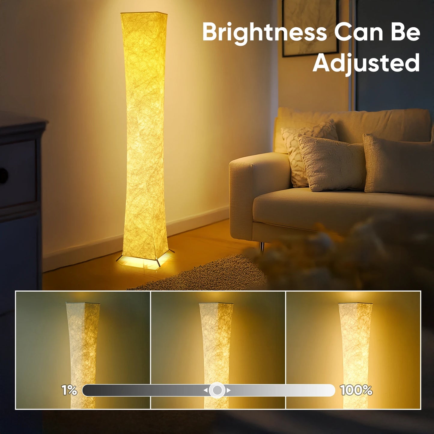 Floor Lamp Soft Light With Tyvek Fabric Shade, 3000K LED