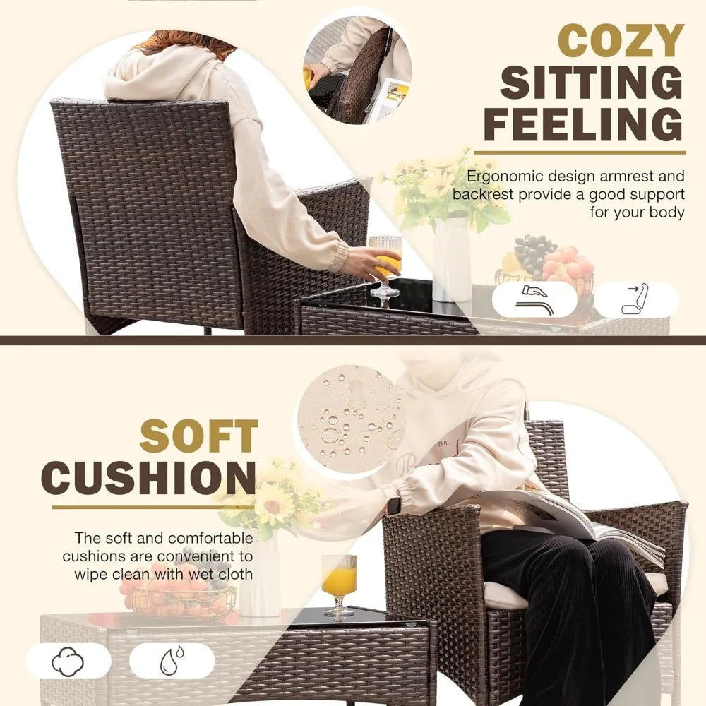 Outdoor Patio Furniture Set Rattan Wicker 4-Piece for Garden
