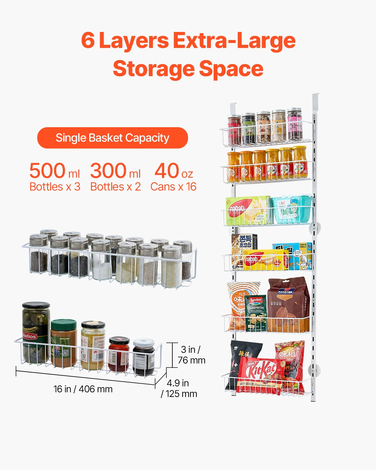 Over The Door Pantry Organizer Heavy-Duty Steel Storage