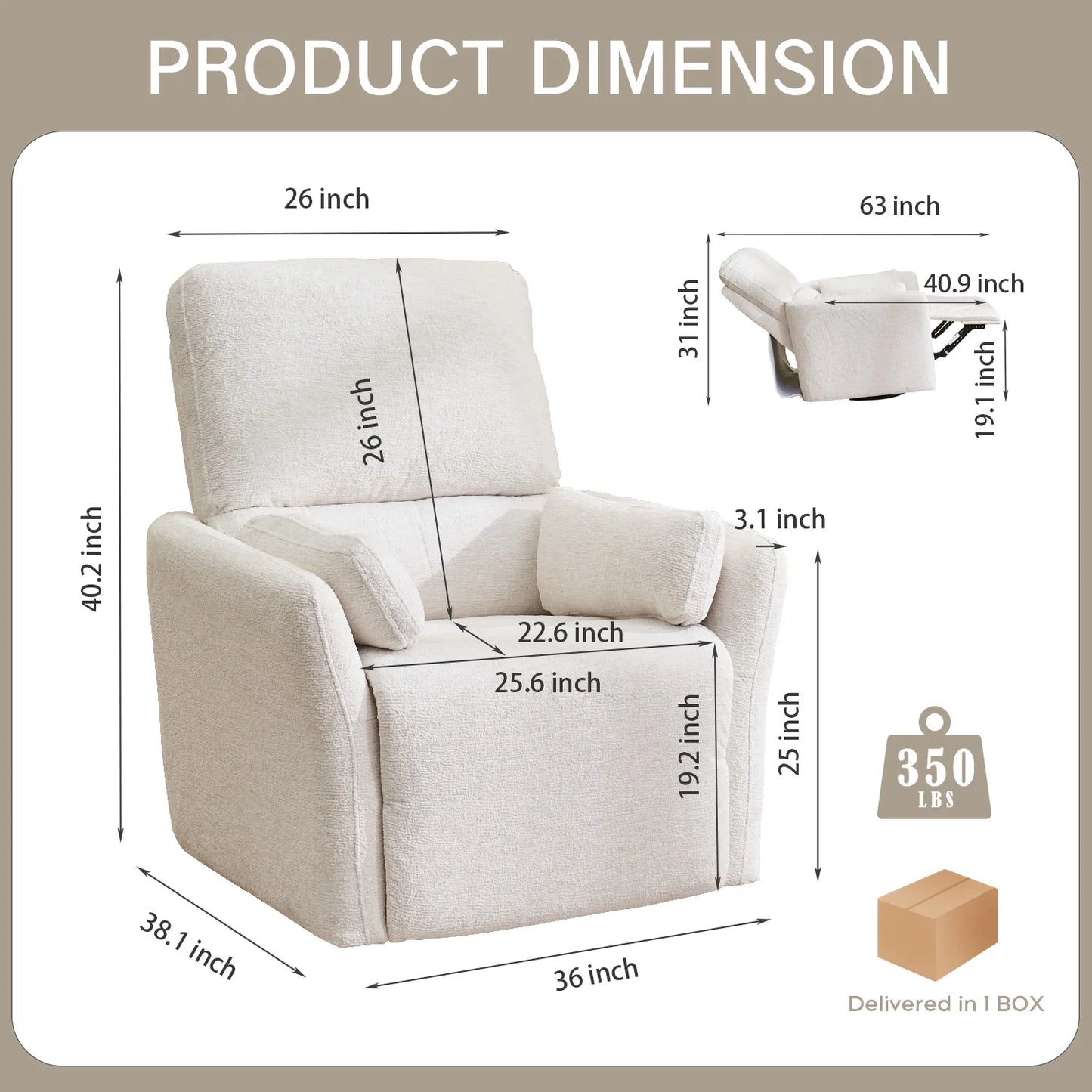 TODRAN Power Swivel Glider Recliner Extra Wide Chair