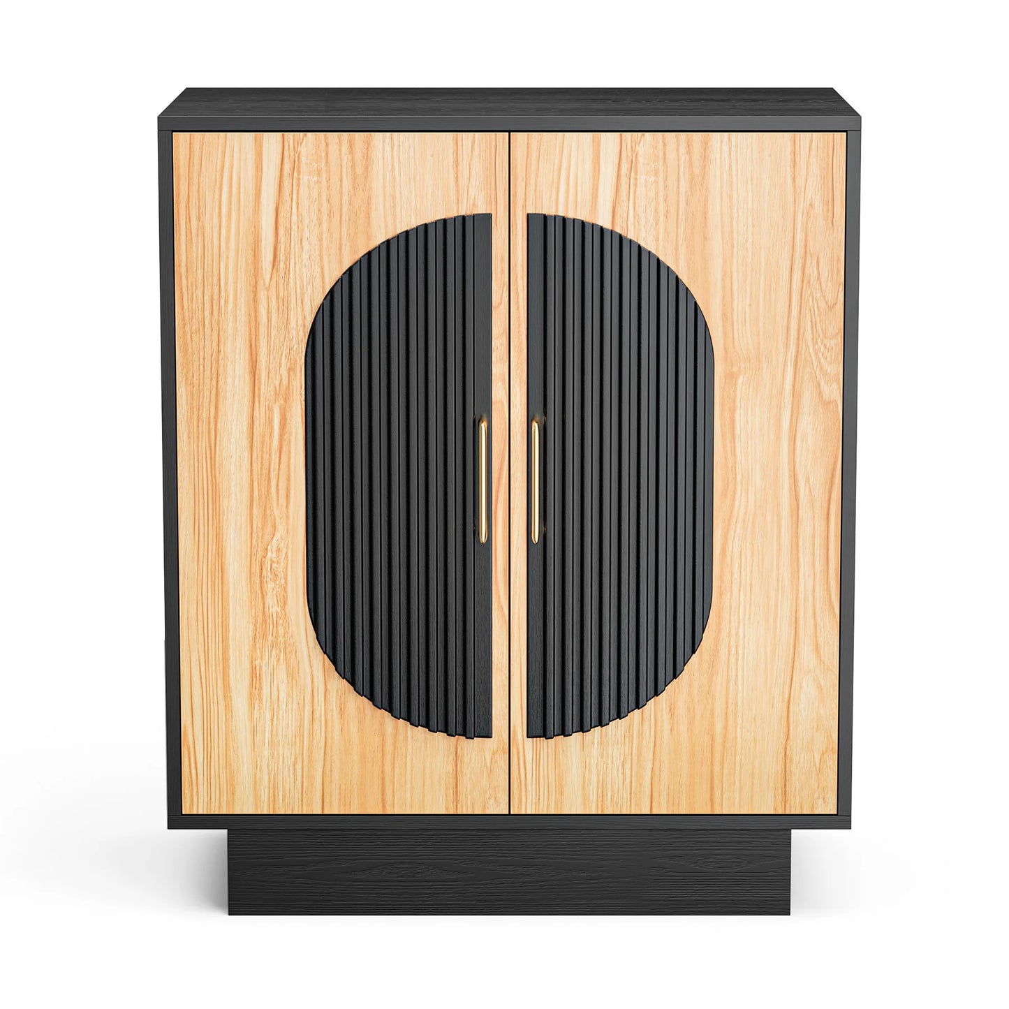 Modular Credenza Fluted Wood Storage Cabinet Living Room