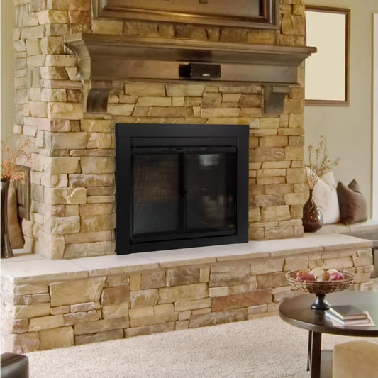Fireplace Glass Door Tempered Front View Design Aesthetic