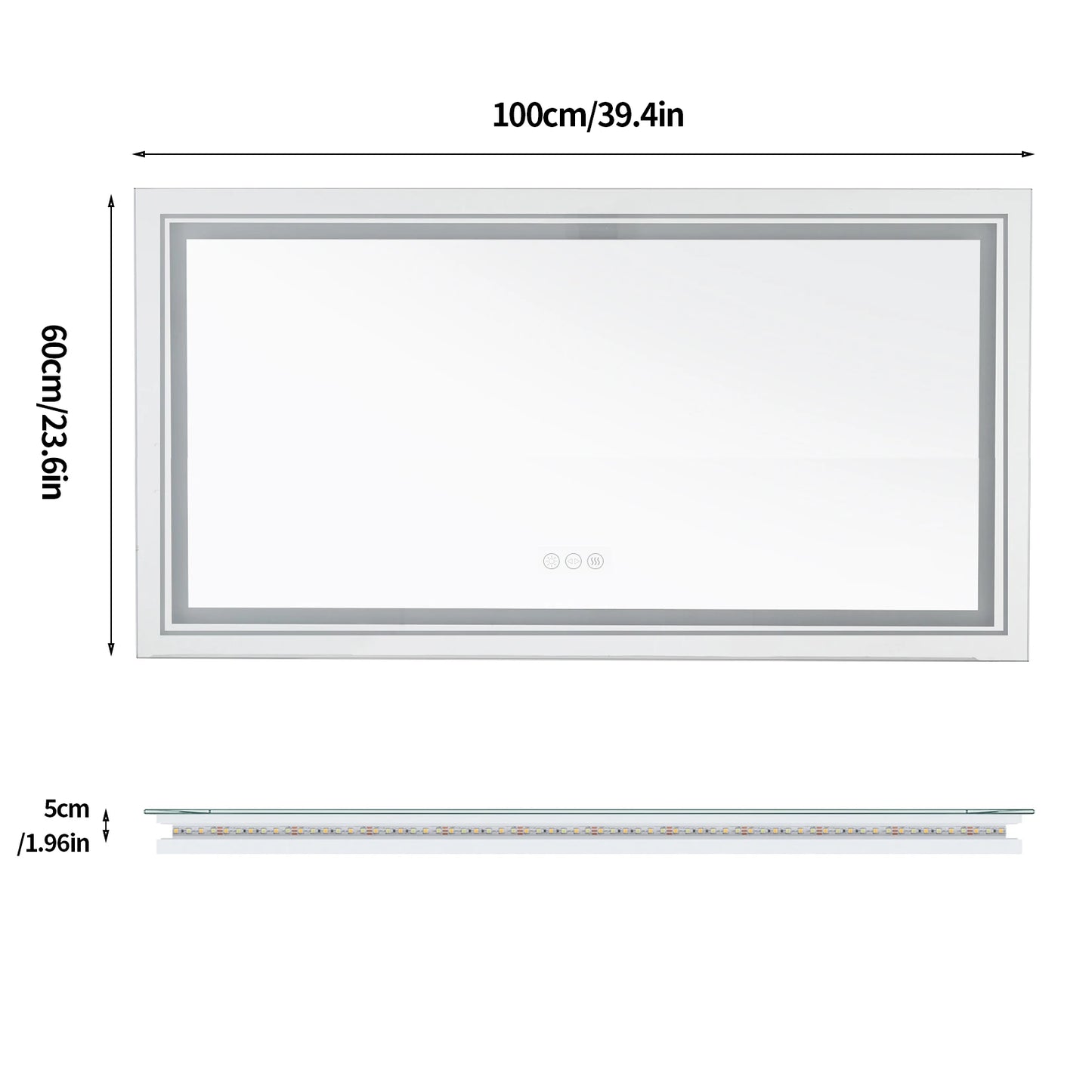 Bathroom Mirror LED Backlit Anti-Fog Wall Mounted Vanity
