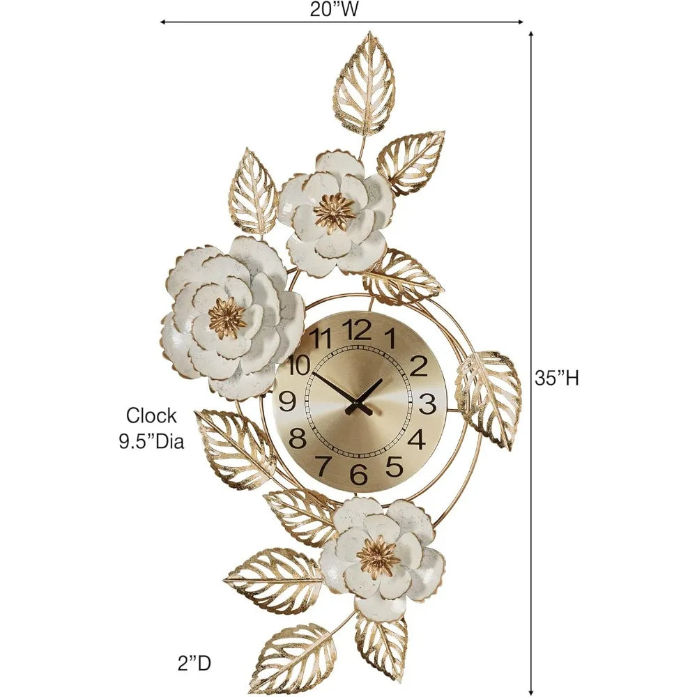 Wall Art Clock Layered Floral Cottage Style Home Decor