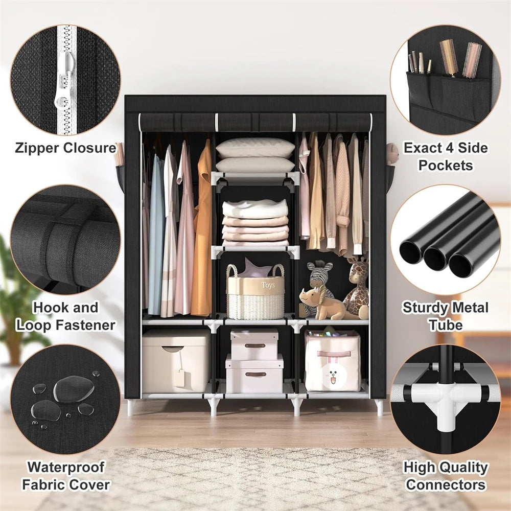 LEEGOHOMED Portable Wardrobe Organizer With Shelves