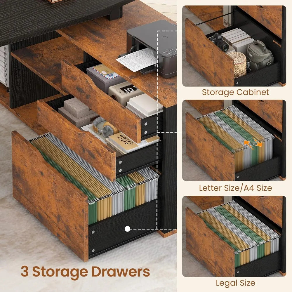 NONEDesk L-Shaped Executive Desk With Built-In USB Outlet