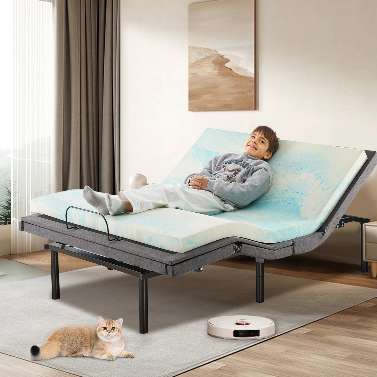 JHK Bed Frame With USB Ports For Sleep Health Comfort