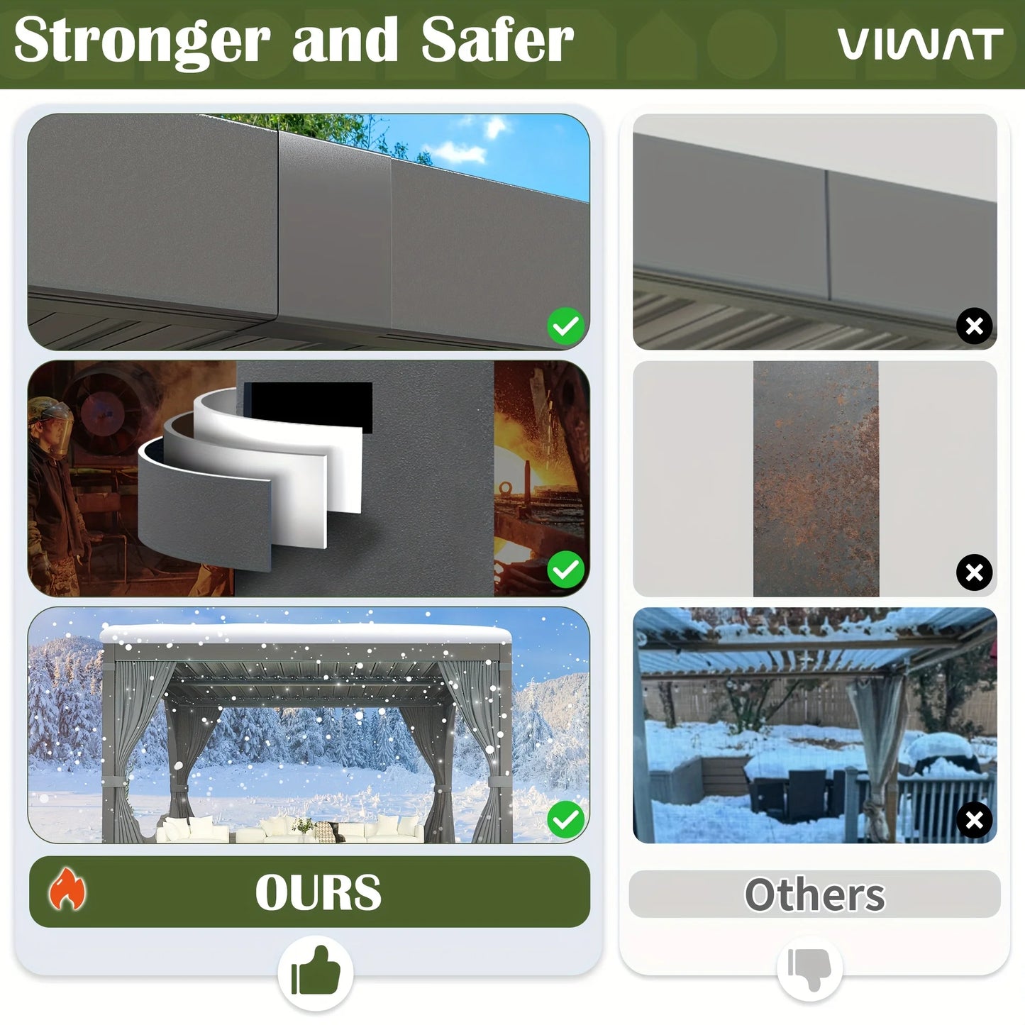 Pergola Aluminum Frame Louvered Waterproof Roof For Outdoor Patio