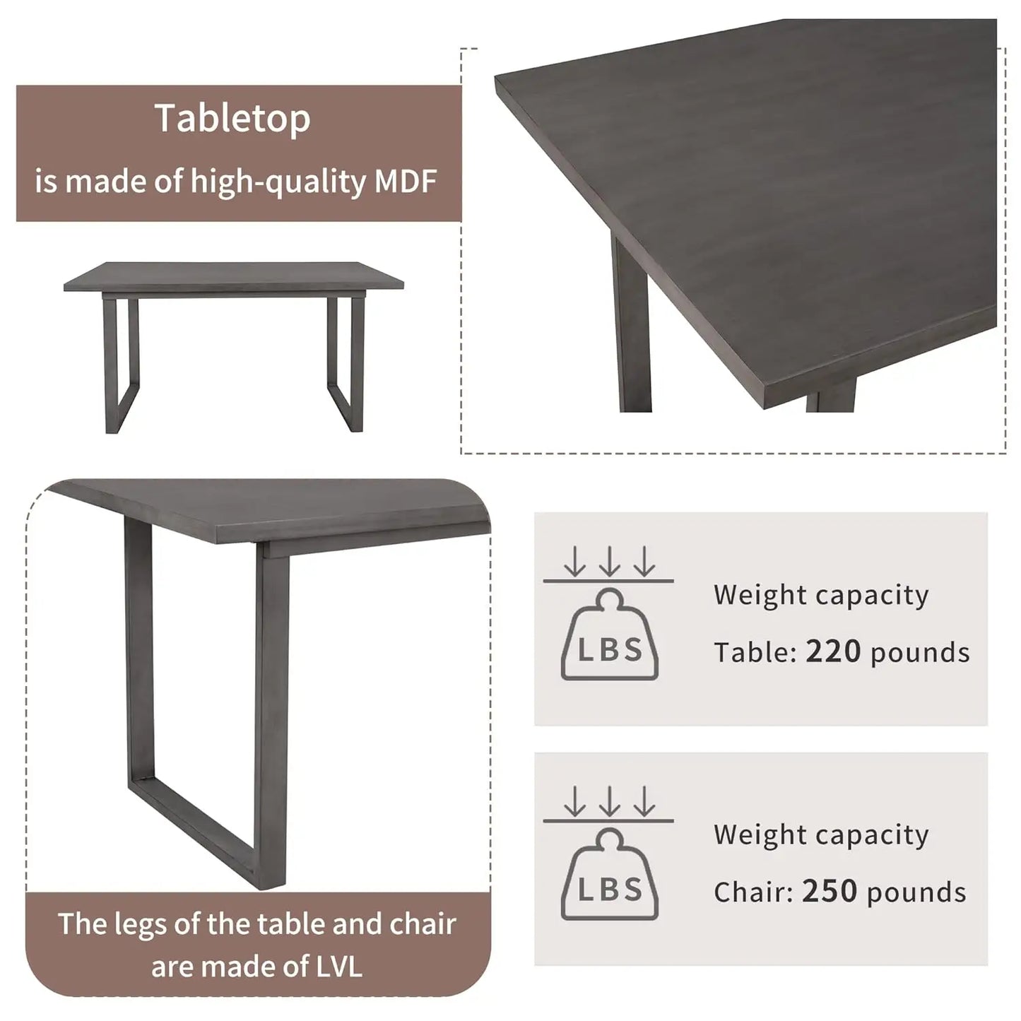 Dining Table Set With Upholstered Chairs For Everyday Family Dining