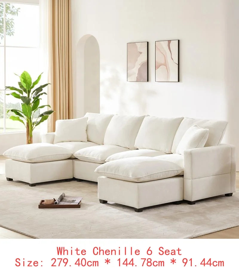 CN Sichuan Sofa UShape 7Seat Chenille Modular Sectional