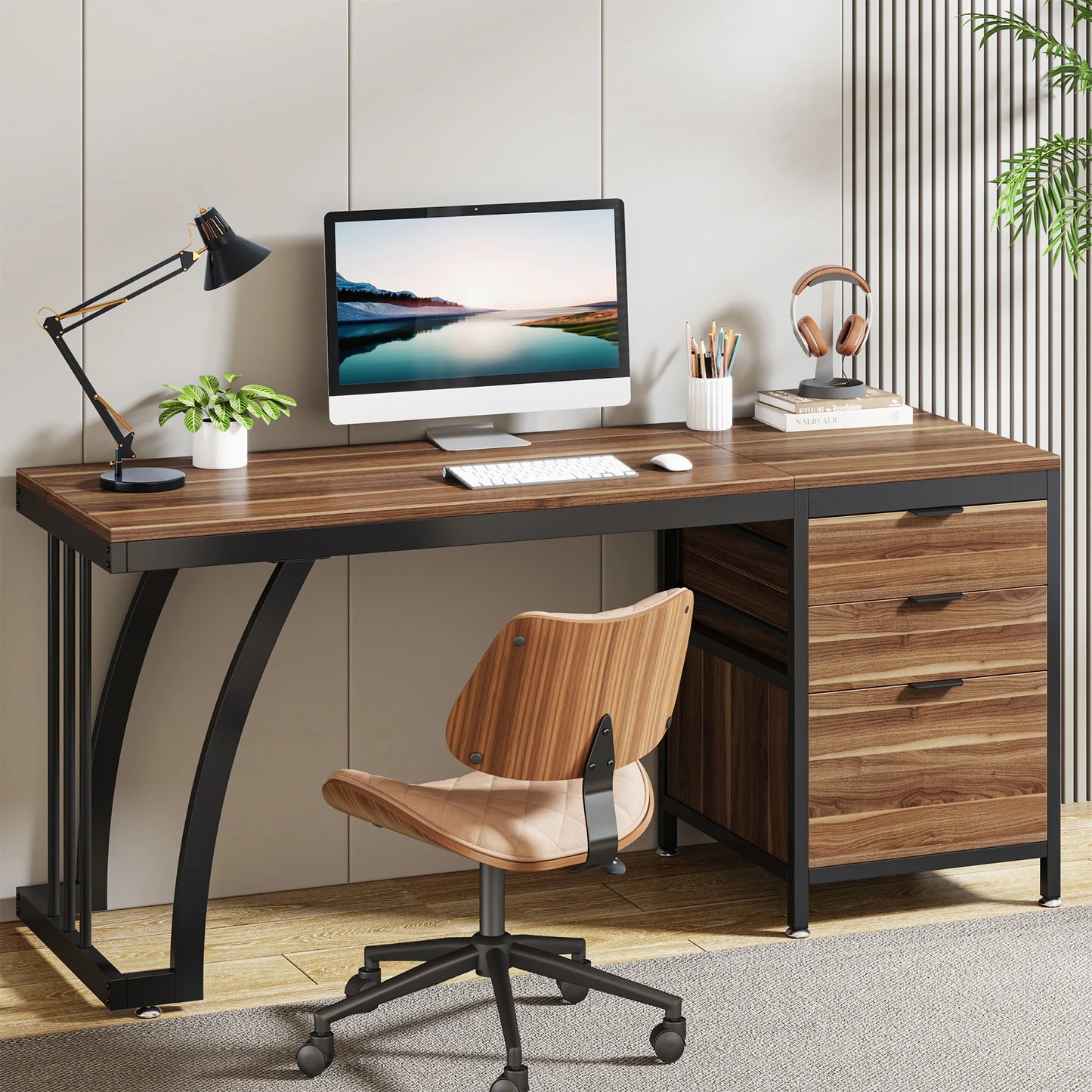 Tribesigns Computer Desk Reversible Drawers PC Table