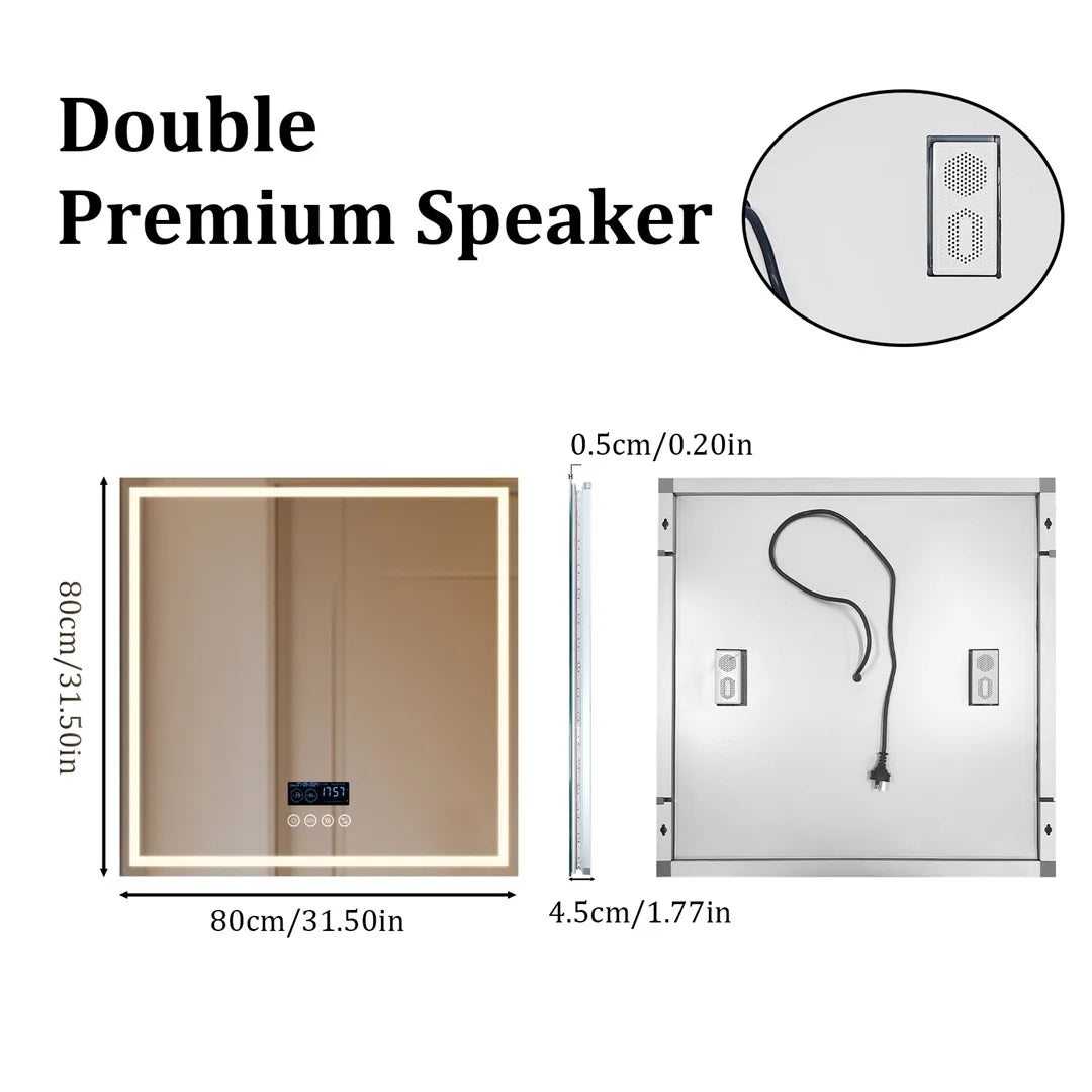 LUVODI Mirror Illuminated Anti Fog LED Bathroom Vanity Bluetooth Speaker
