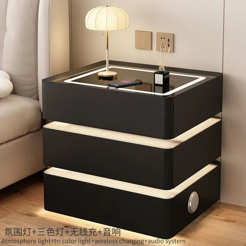 Bedside Table Wireless Charging Nightstand for Modern Bedroom