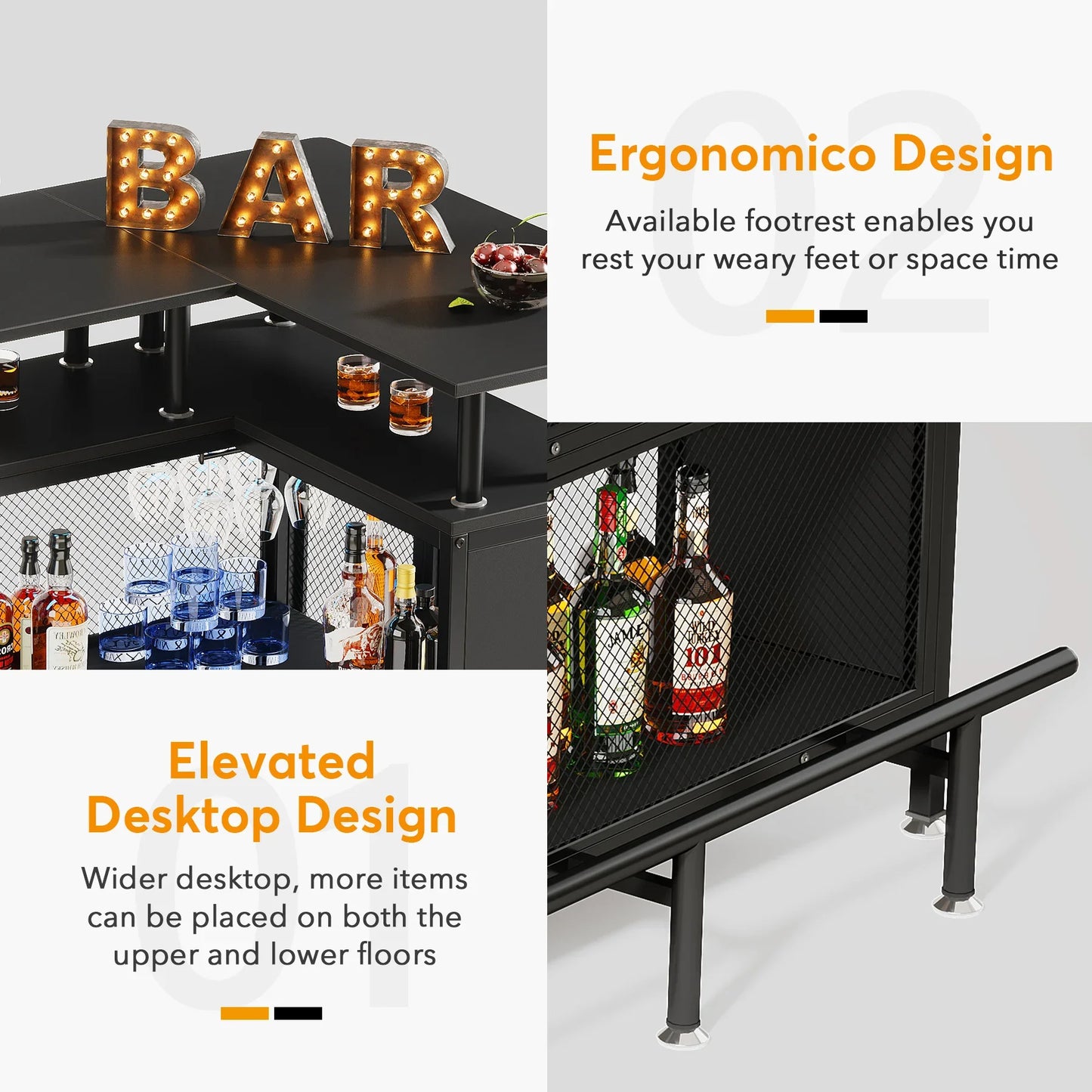 Tribesigns Home Bar Unit Iron Frame Minimalist Liquor Cabinet