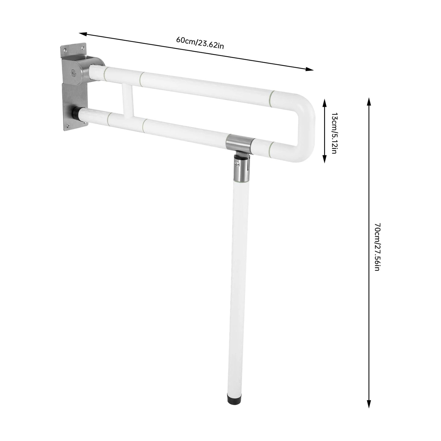 Toilet Grab Bar Foldable Wall Mount Assist Handle Support
