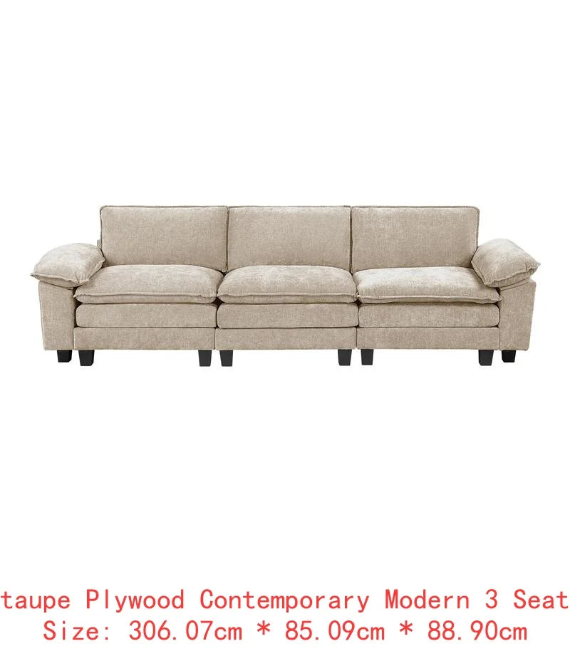Modular Sectional Sofa Set With Plush Chenille Upholstery