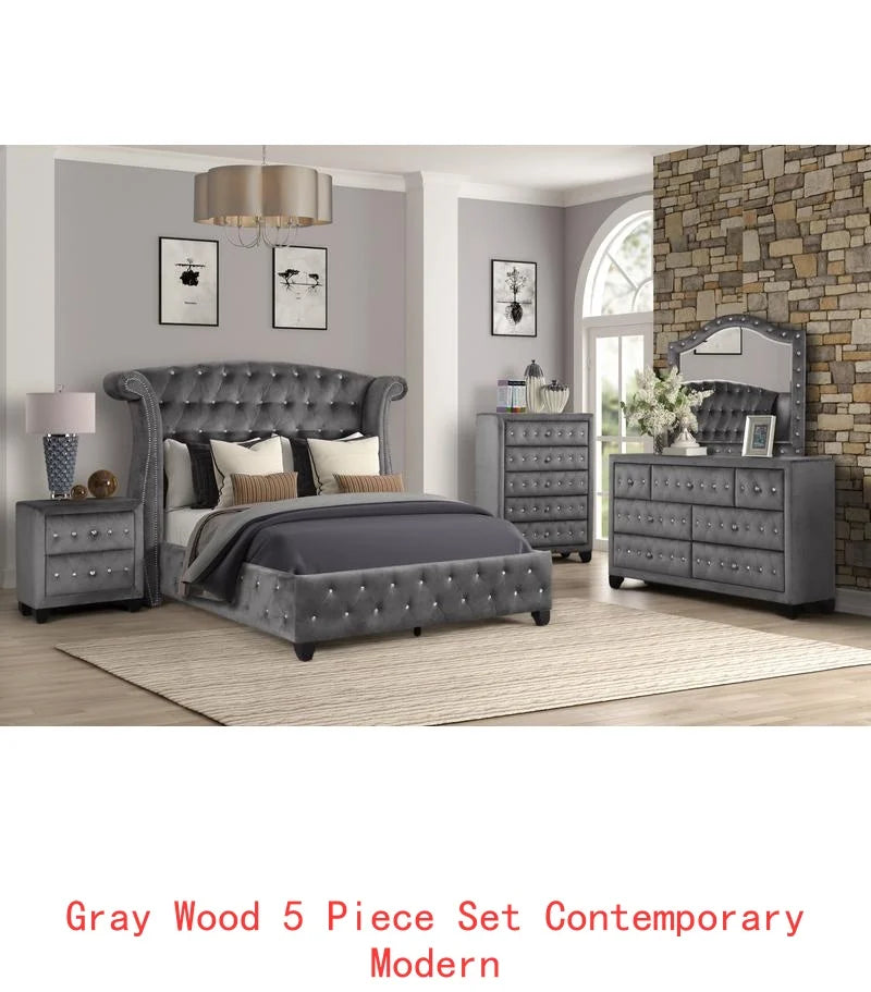 Bedroom Set Wood Construction For Elegant Sleep Space