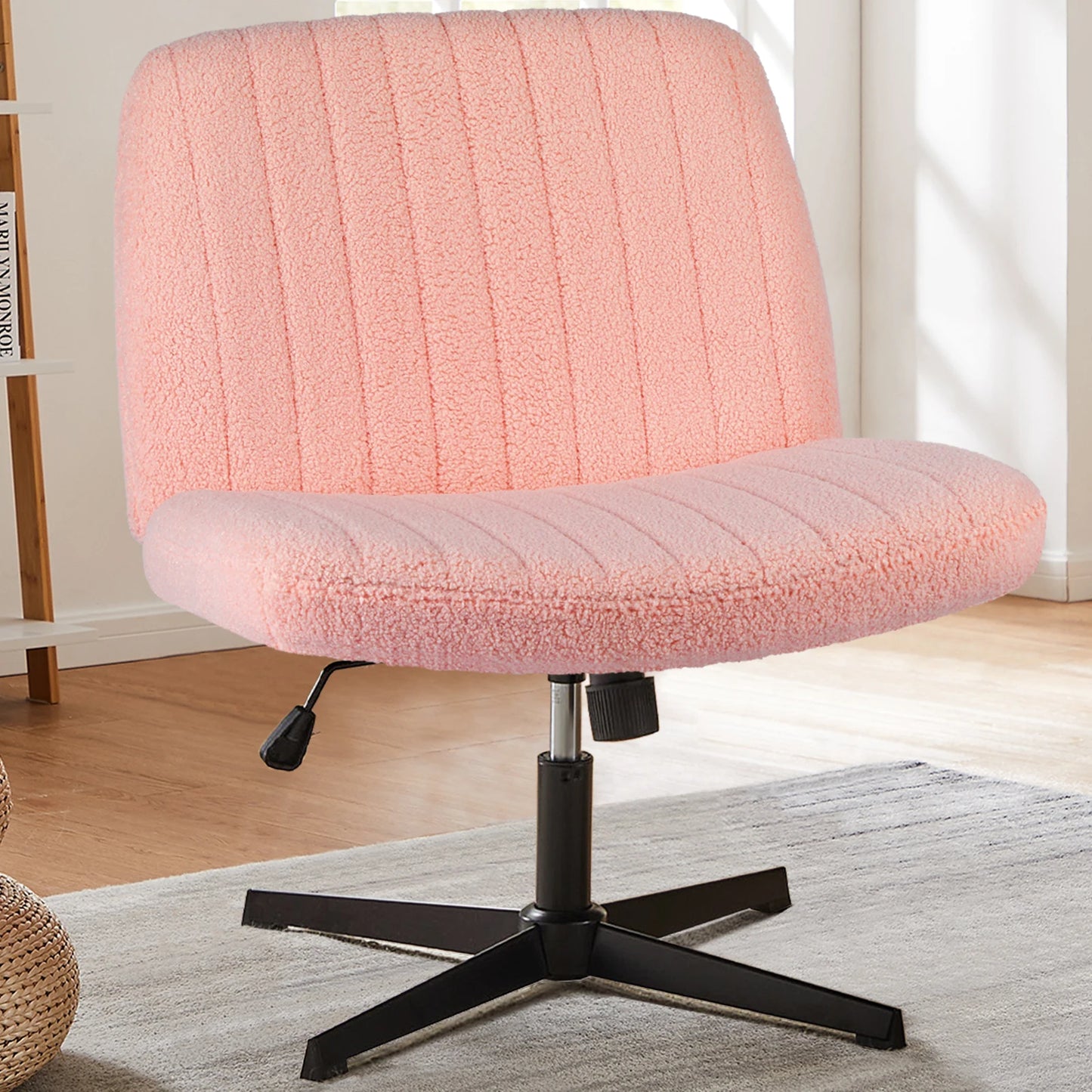 JHK Armless Rocking Office Chair With Fabric Upholstery