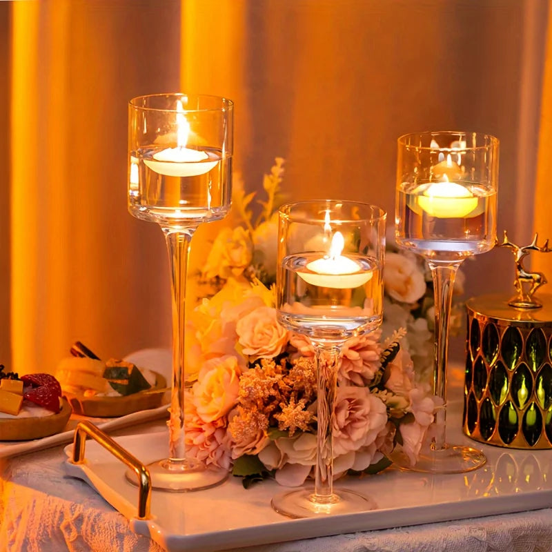 Candle Holders Glass Tealight Stands for Wedding Decor