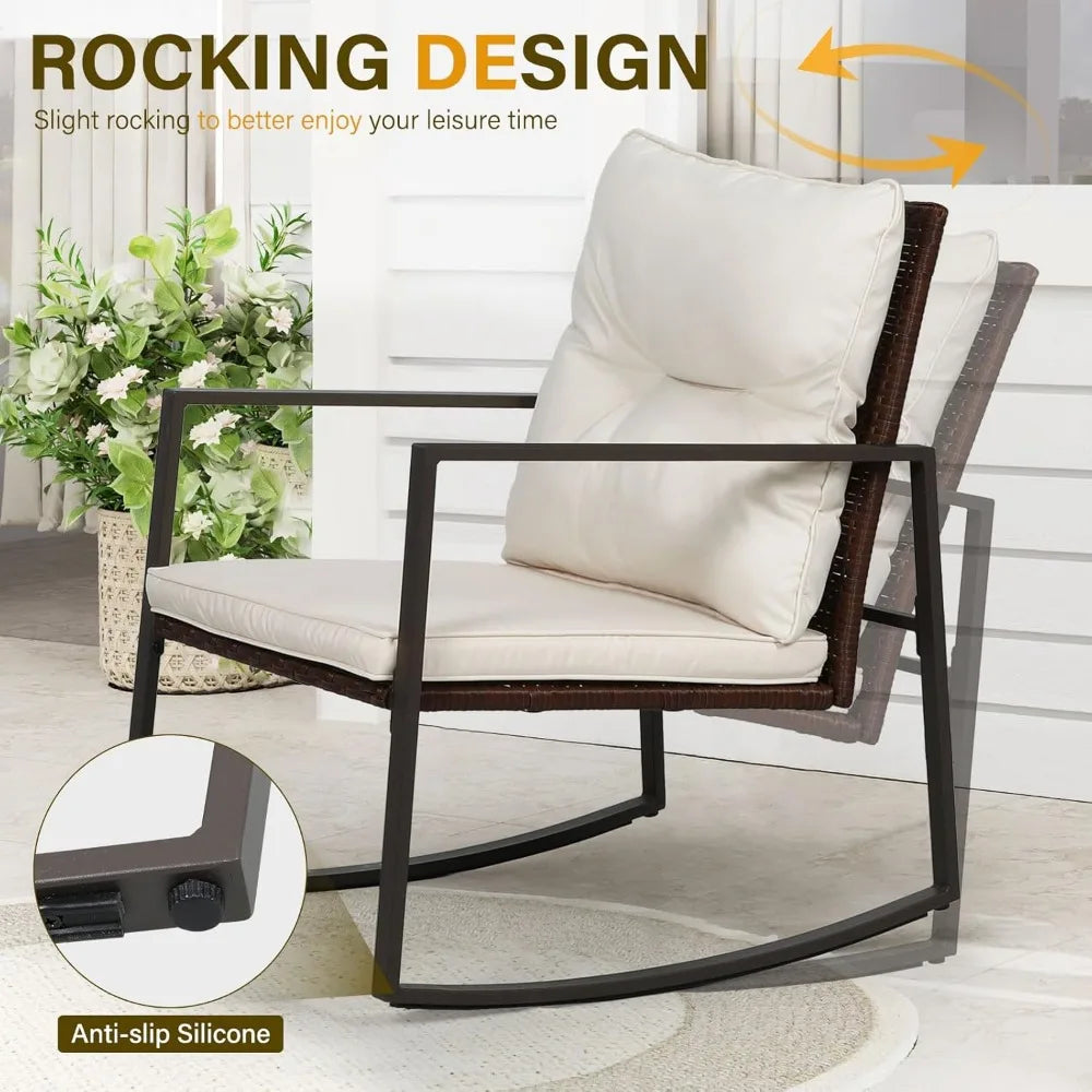 Patio Bistro Set Wicker With Glass Coffee Table Outdoor