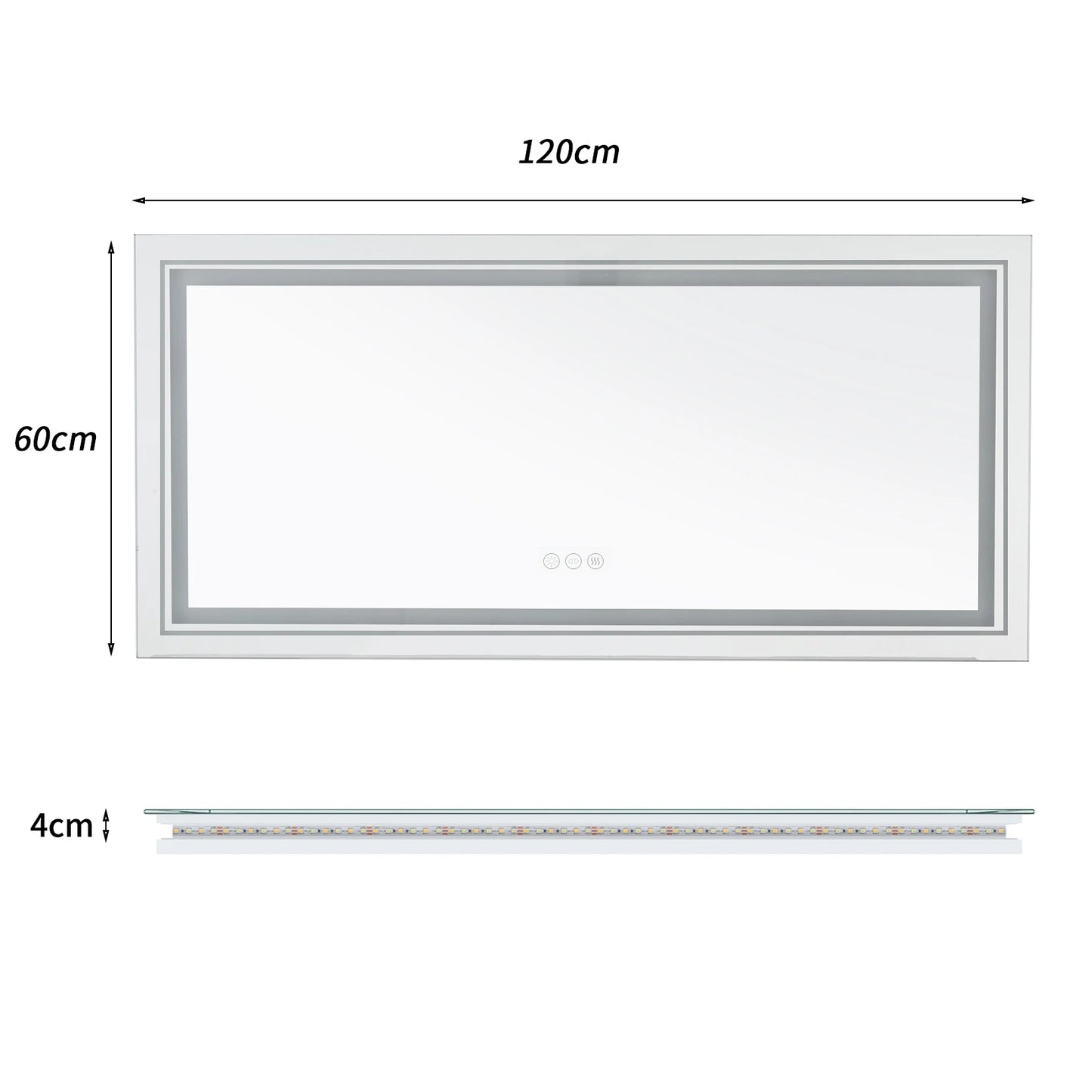 Bathroom Mirror LED Backlit Anti-Fog Wall Mounted Vanity