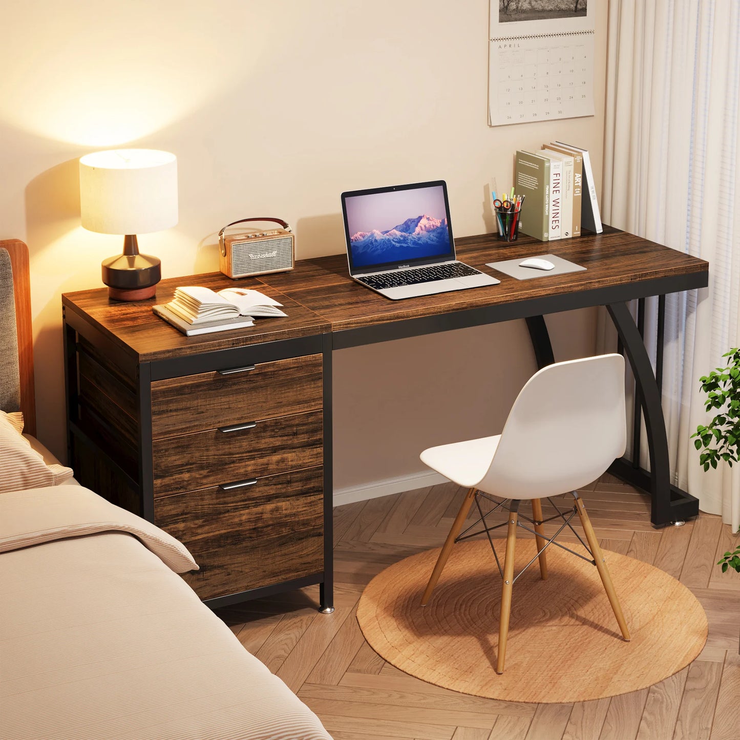 Tribesigns Computer Desk Reversible Drawers PC Table