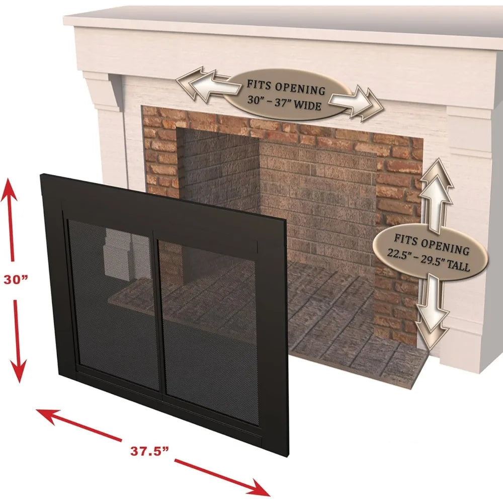 Fireplace Glass Door Tempered Front View Design Aesthetic