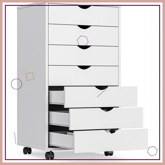 Mobile 7-Drawer File Cabinet With Wheels For Home Office Organizer