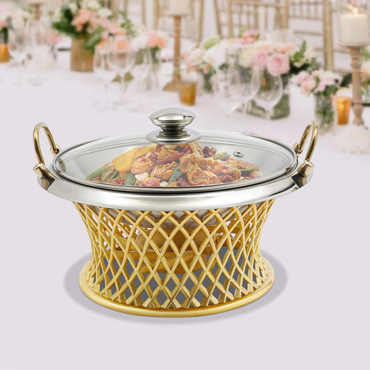 Hign-concerned Chafing Dish With Lid, Round Stainless Steel