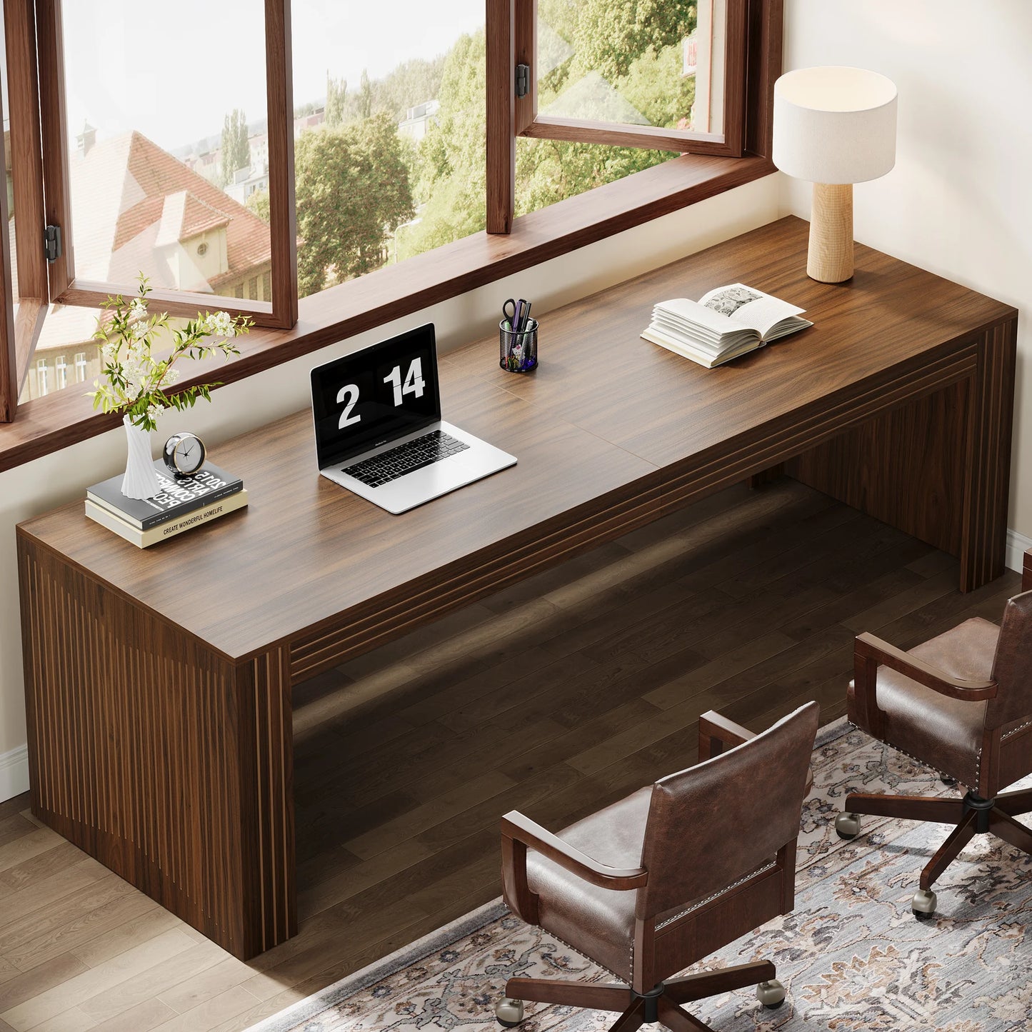 Tribesigns Desk Extra Long Two Person Wooden Home Office