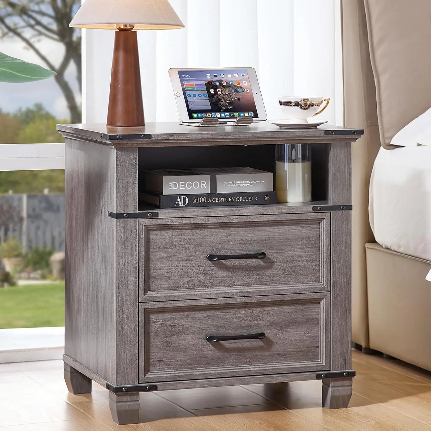 Guangbai Nightstand Industrial Bedside Table With Drawer