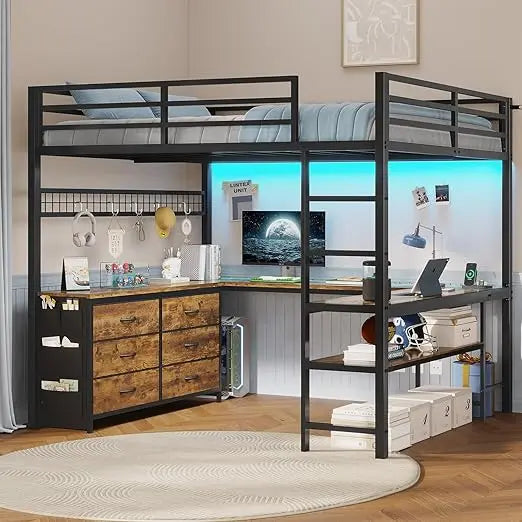 XMSJ Loft Bed With U-Shaped Desk for Small Spaces Premium