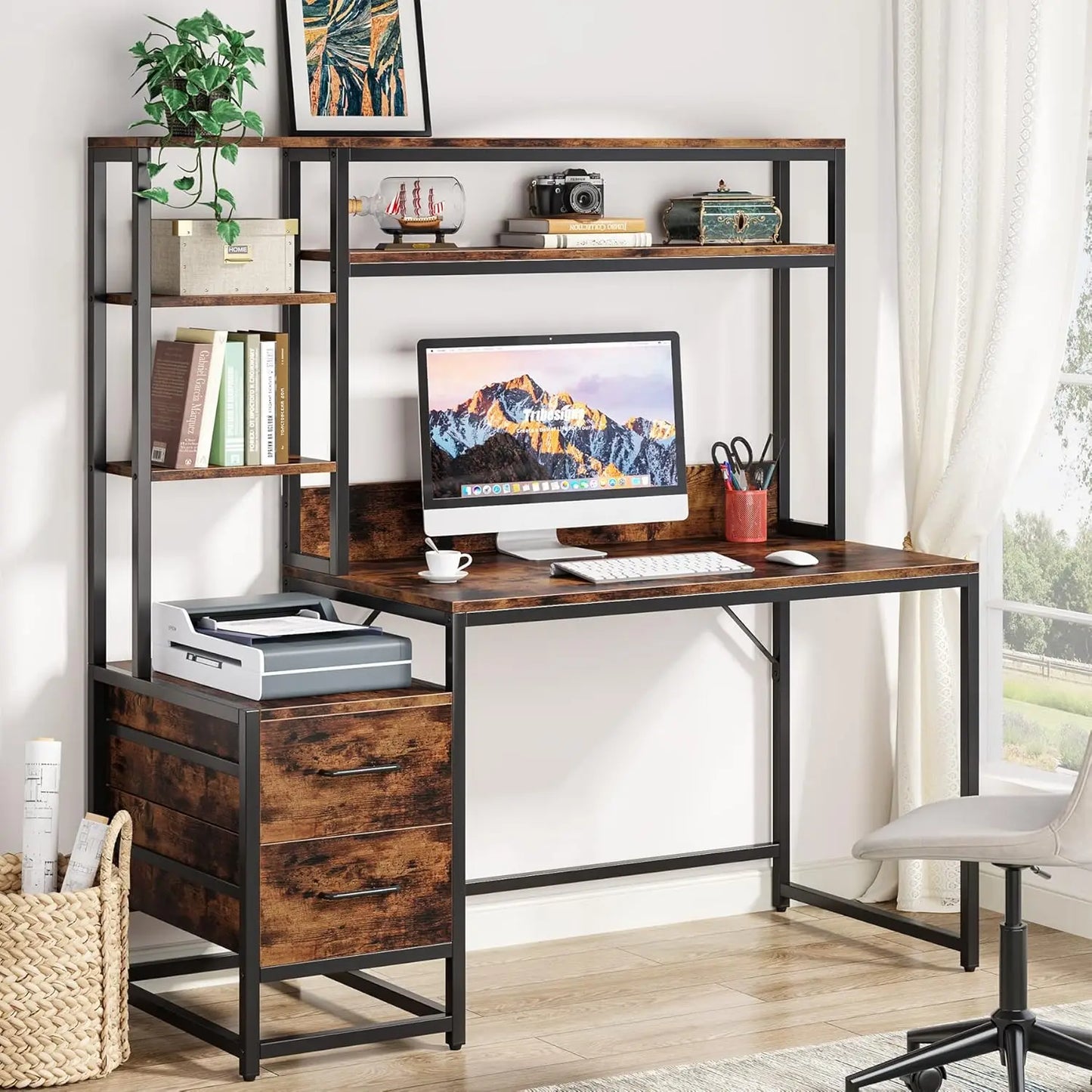 Little Tree Computer Desk Storage Shelves For Home Office