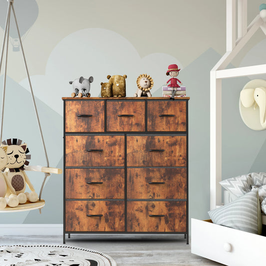 JHK Dresser With 9 Fabric Storage Drawers For Bedroom