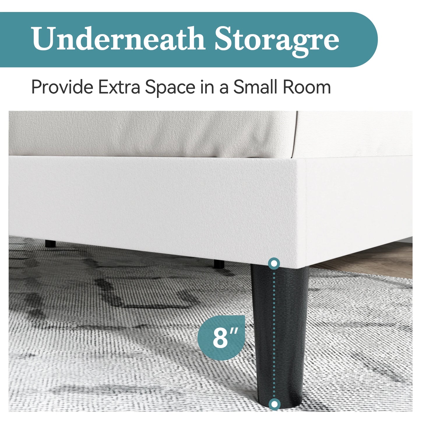 HOOMIC Velvet Bed Frame With Wingback Headboard Channel Tufted