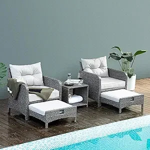 PAMAPIC 5-Piece Rattan Patio Furniture Set With Ottomans