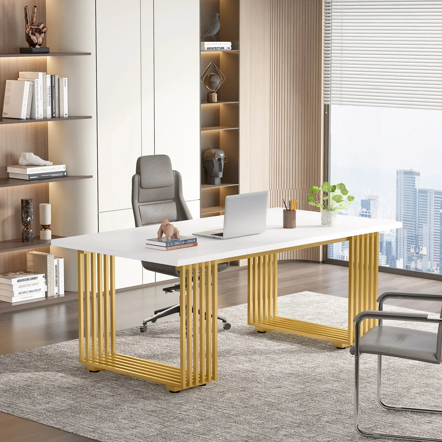 Tribesigns Modern Office Desk With Metal Legs