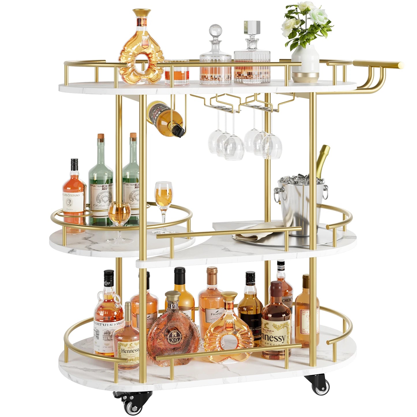 TWISTER.CK Bar Cart With Wine Rack For Kitchen And Bar