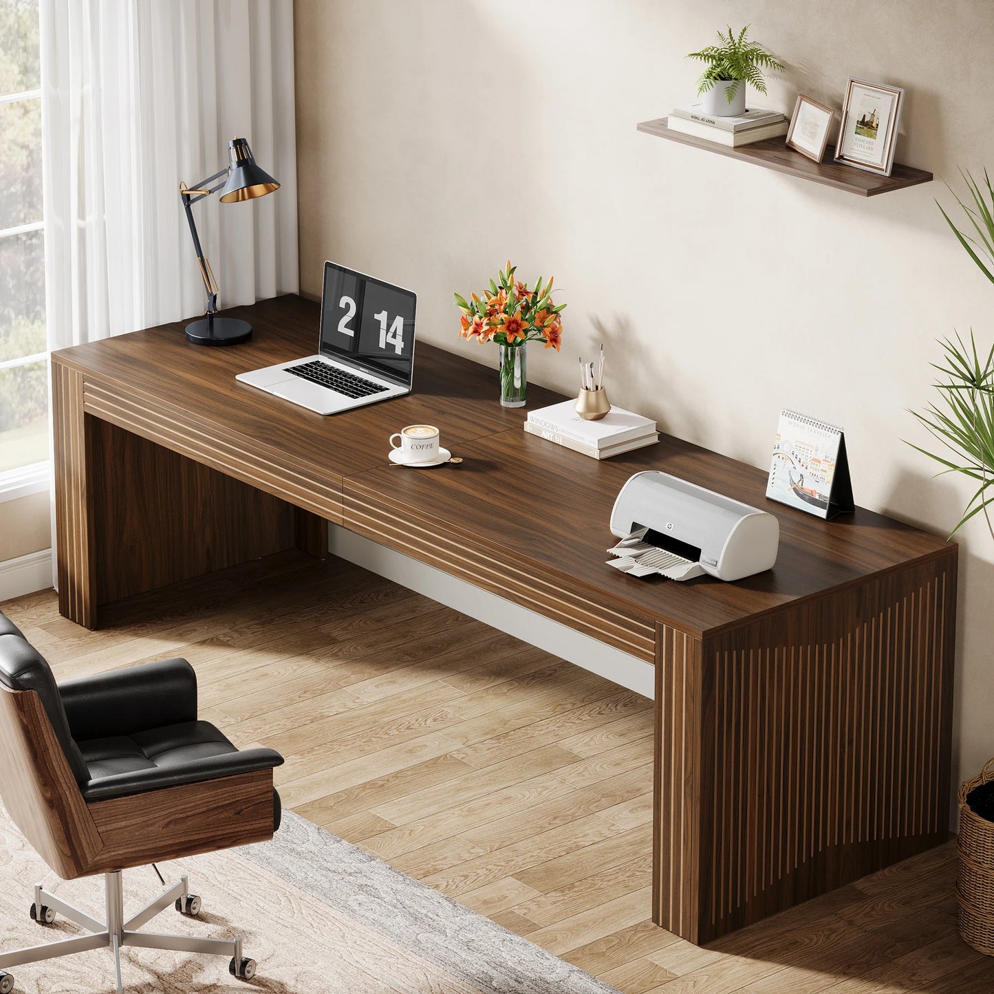 Tribesigns Desk Extra Long Two Person Wooden Home Office